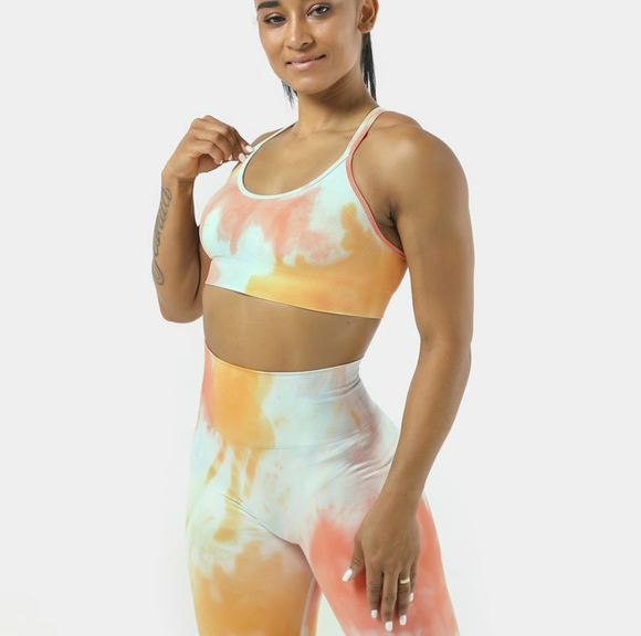 BNWT tie dye workout leggings, granite rose - Picture 3 of 6